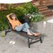 Costway Patio Galvanized Steel Chaise Lounge with Wheels Outdoor PE Rattan Recliner Chair